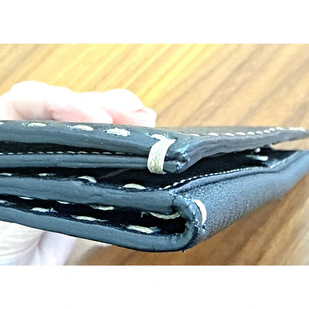 Fendi Selleria Leather Long Wallet - Black With Tan Thread - Great Condition! ￼